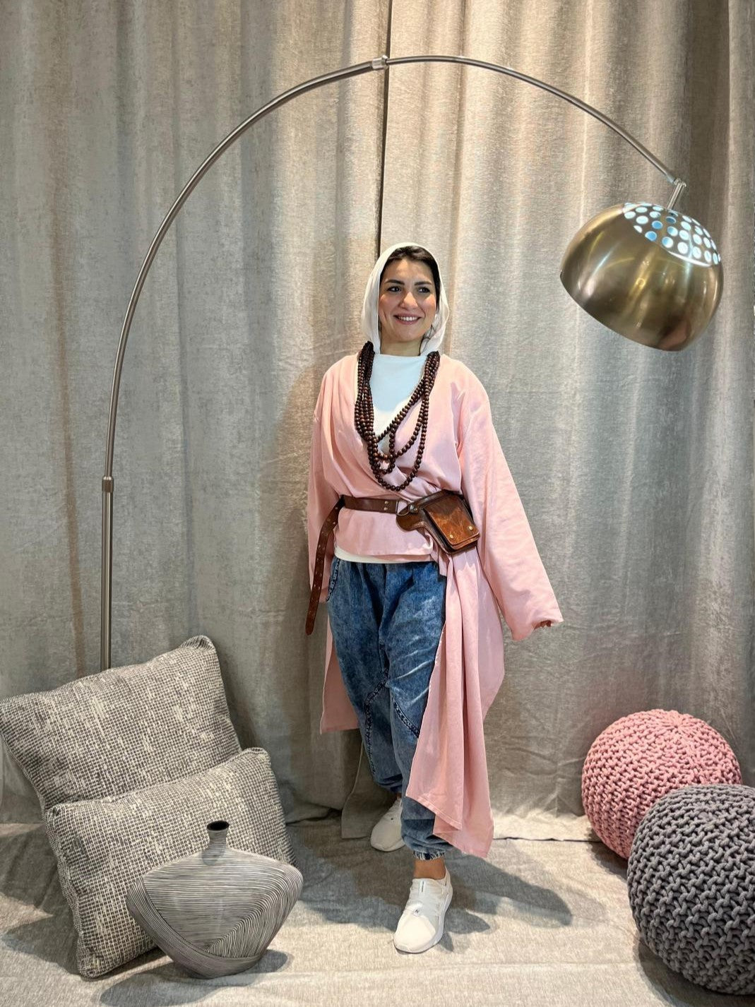 Multi-Style Oversized Blouse – Pink