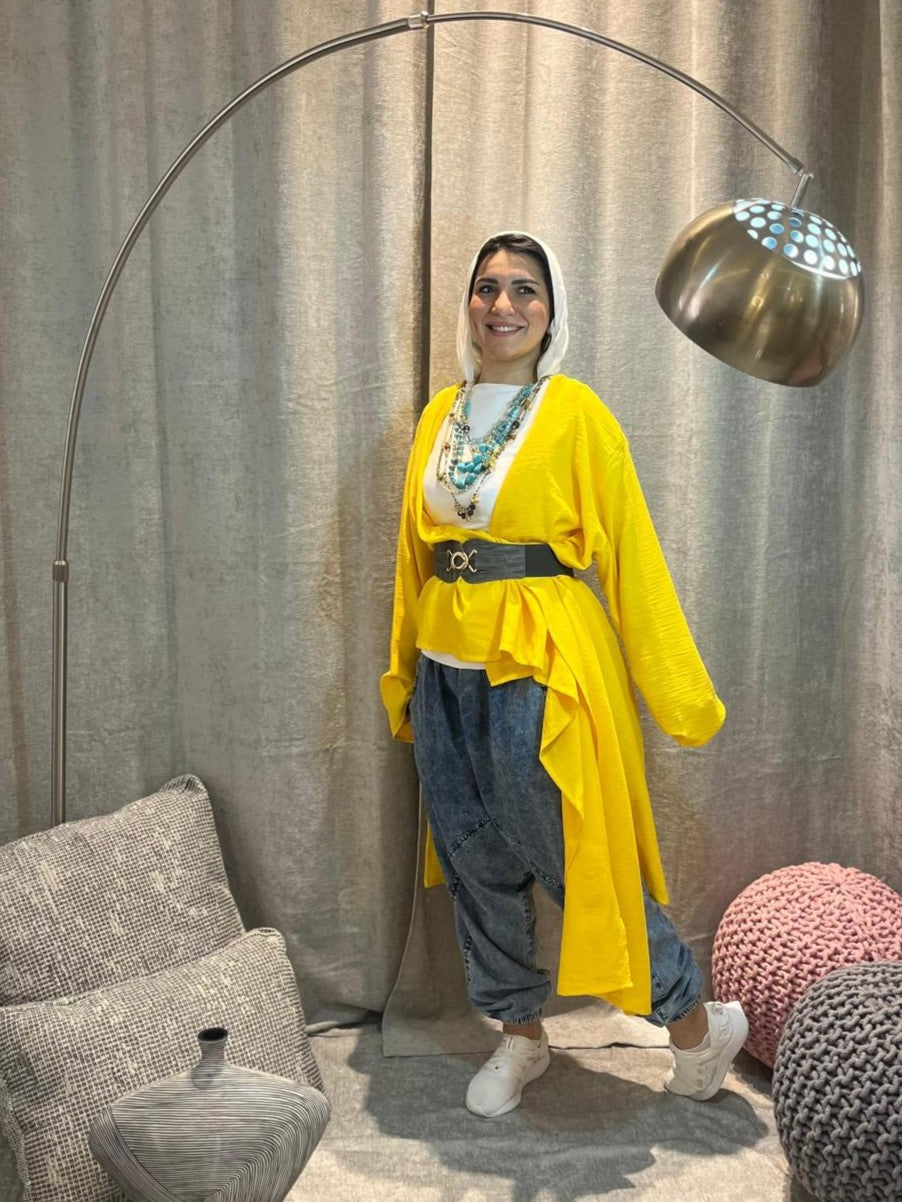 Multi-Style Oversized Blouse – Yellow