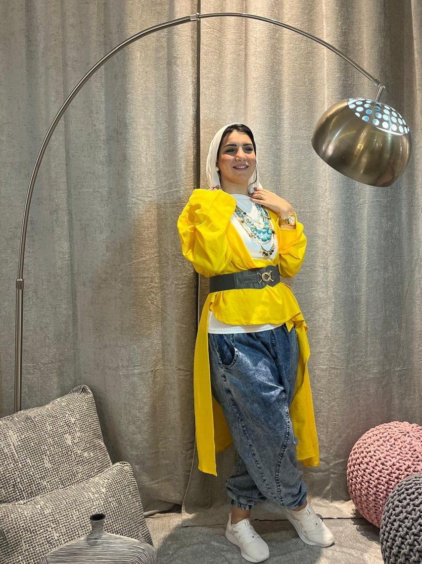 Multi-Style Oversized Blouse – Yellow