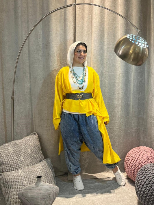 Multi-Style Oversized Blouse – Yellow