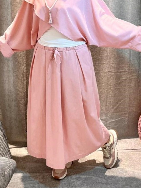 Linen Easy Flare Skirt with Elastic Waist
