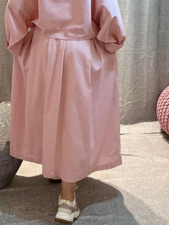 Linen Easy Flare Skirt with Elastic Waist