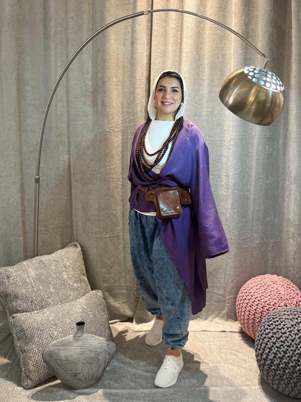 Multi-Style Oversized Blouse – Purple