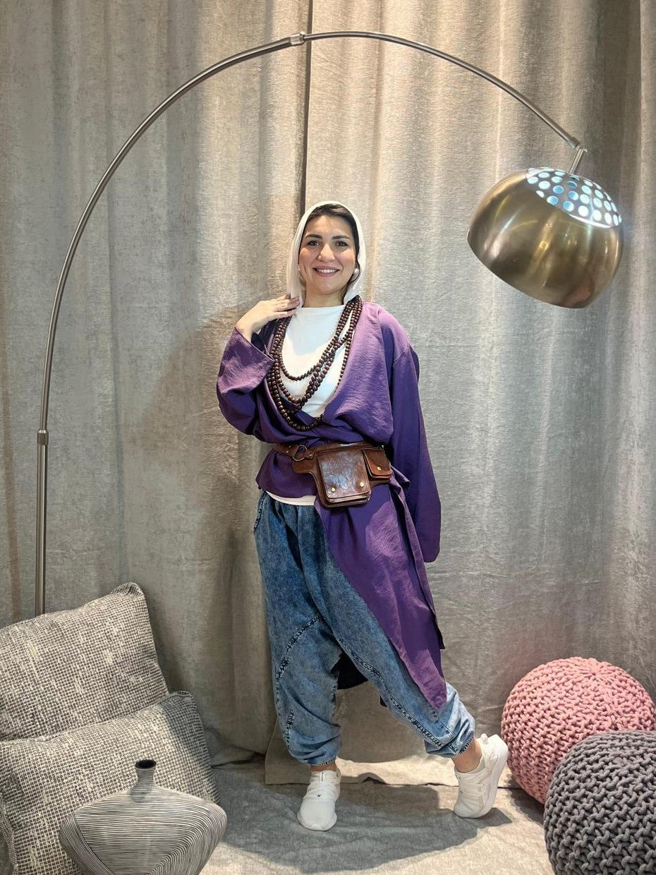 Multi-Style Oversized Blouse – Purple