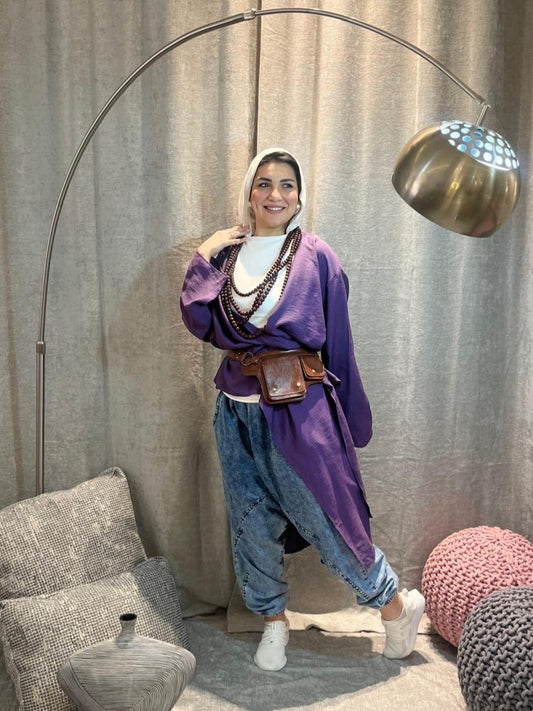 Multi-Style Oversized Blouse – Purple